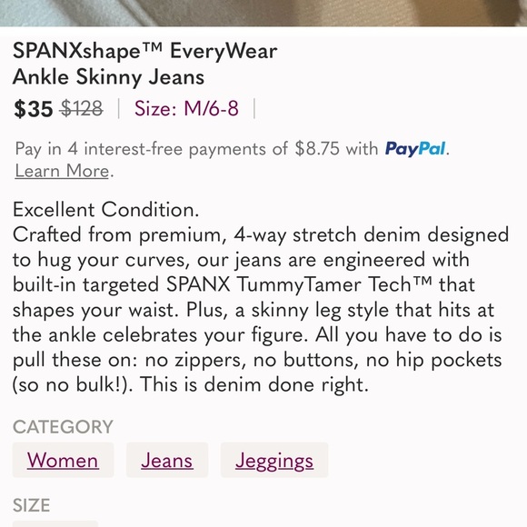 Spanx Shapewear everywhere White High-Waisted raw hem jeggings size XL lined - Picture 12 of 12